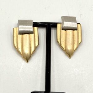 Vintage statement gold and silver clip on earrings event geometric bold earrings